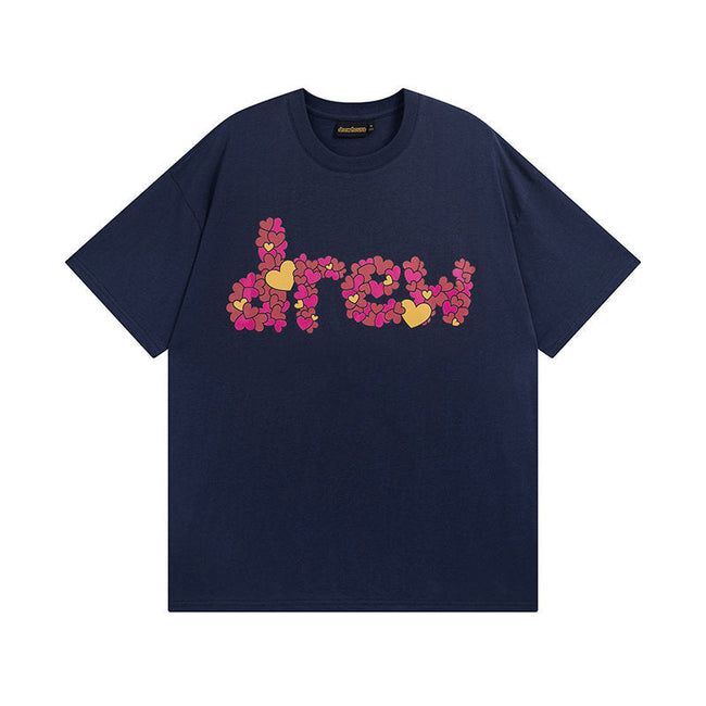 Drew House Heart Filled Logo Short Sleeve Tee, Navy Blue Hover Image