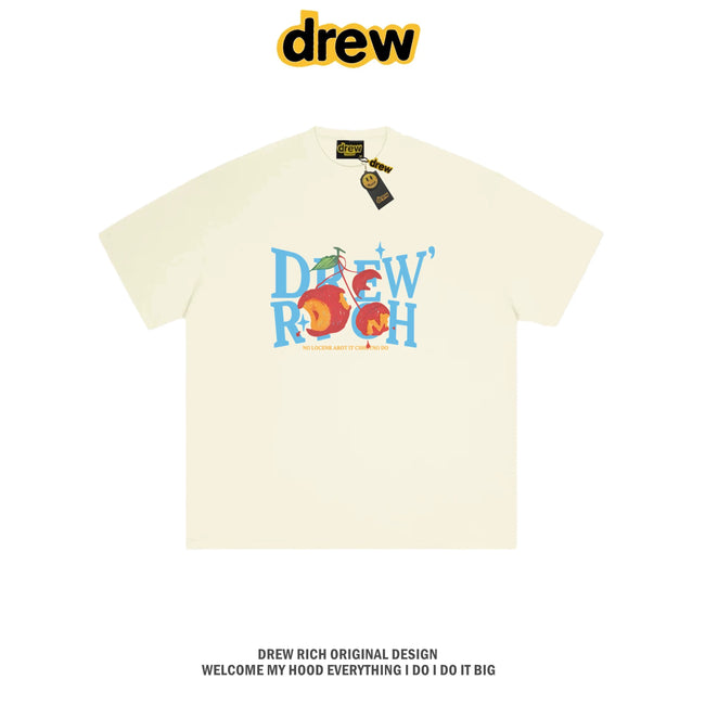 Drew Rich Apricot Peach Letter Graphic Unisex Cotton T-shirt Hover Image