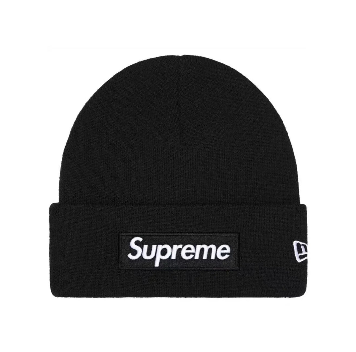 Supreme New Era Box Logo Beanie Fw25 Black Knit Cuffed Hat
