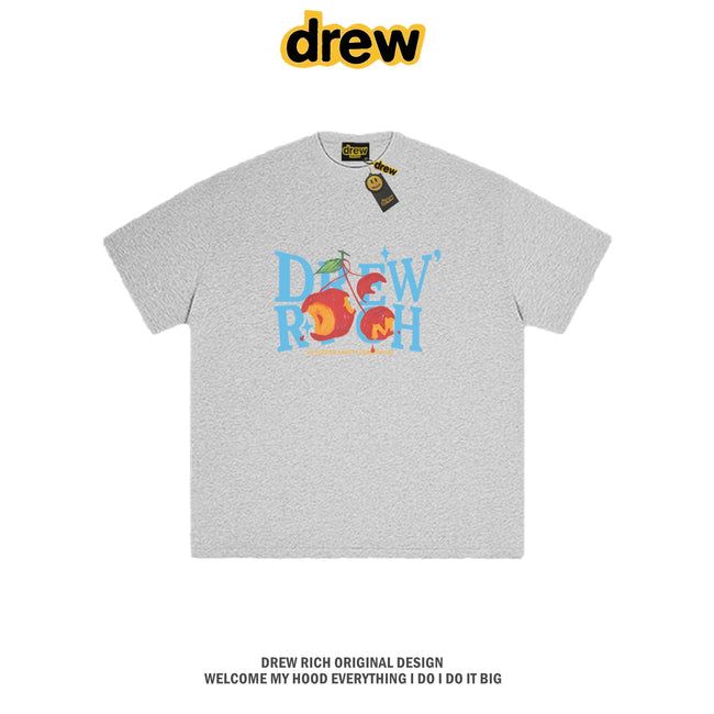 Drew Rich Grey Peach Letter Graphic Unisex Cotton T-shirt Hover Image