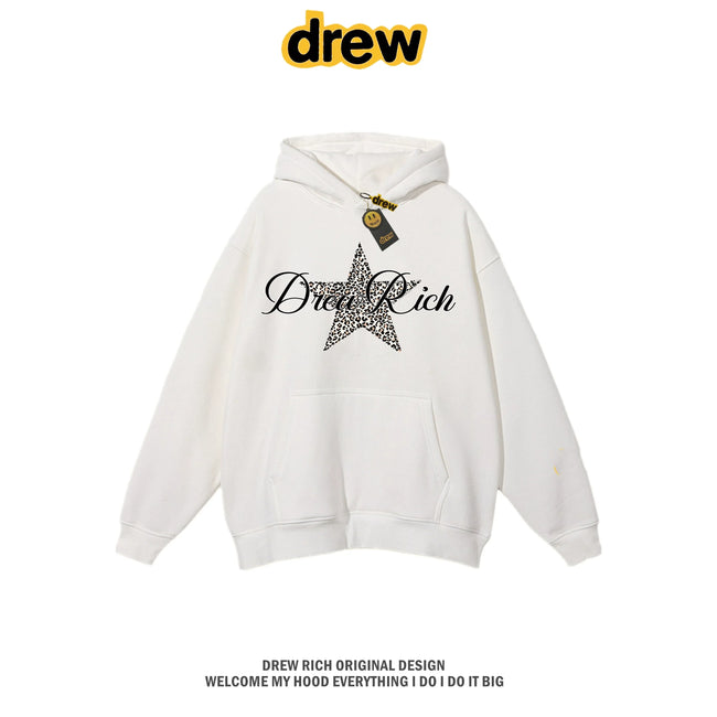 Drew Rich White Leopard Star Graphic Unisex Hooded Sweatshirt Hover Image