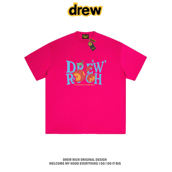 Drew Rich Rose Red Peach Letter Graphic Unisex Cotton T-shirt Hover Image