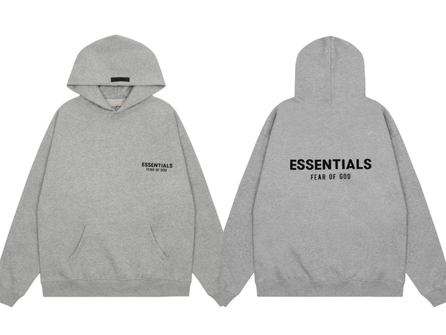 Fear of God Essentials Front Back Logo Pullover Hoodie Silver Grey Hover Image