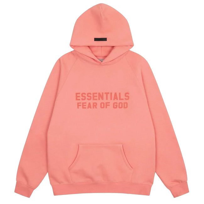 Fear of God Essentials Double Line Pullover Hoodie Coral Pink Hover Image