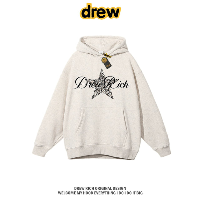 Drew Rich Heather Grey Leopard Star Graphic Unisex Hooded Sweatshirt Hover Image