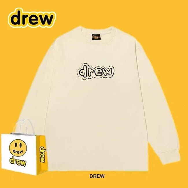 Drew Apricot Outline Logo Relaxed-Fit Long-Sleeve Top Hover Image