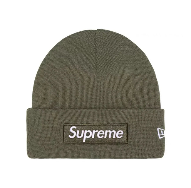 Supreme New Era Box Logo Beanie Fw25 Olive Knit Cuffed Hat Hover Image