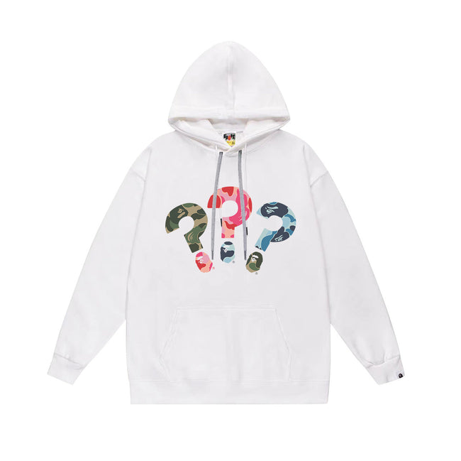 BAPE Multi-Camo Question Mark Graphic Pullover Hoodie Main Image