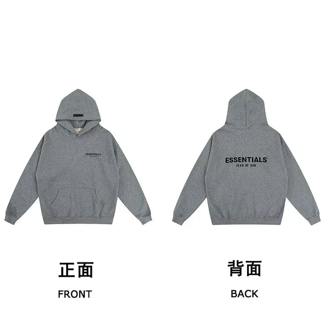 Fear of God Essentials Front & Back Logo Hoodie & Sweatpants Set Dark Heather Grey Hover Image