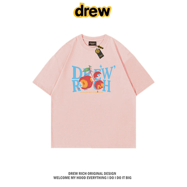 Drew Rich Pink Peach Letter Graphic Unisex Cotton T-shirt Hover Image