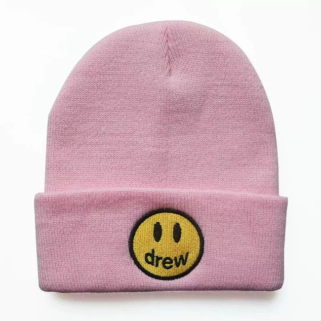 Drew House Smiley Face Knit Beanie, Pink Hover Image