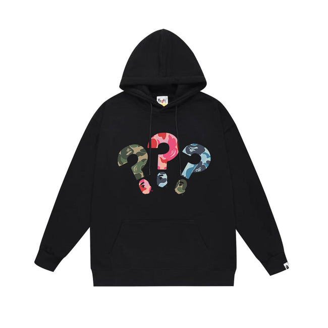 BAPE Multi-Camo Question Mark Graphic Pullover Hoodie Hover Image