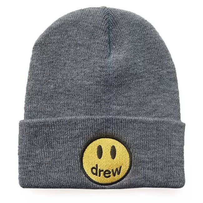 Drew House Smiley Face Knit Beanie, Heather Grey Hover Image
