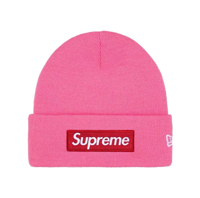 Supreme New Era Box Logo Beanie Fw25 Magenta Knit Cuffed Hat Hover Image
