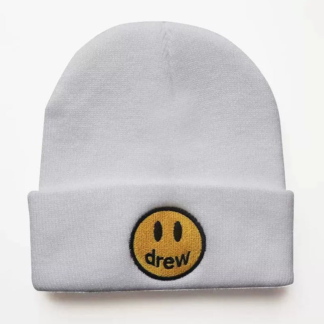 Drew House Smiley Face Knit Beanie, White Hover Image