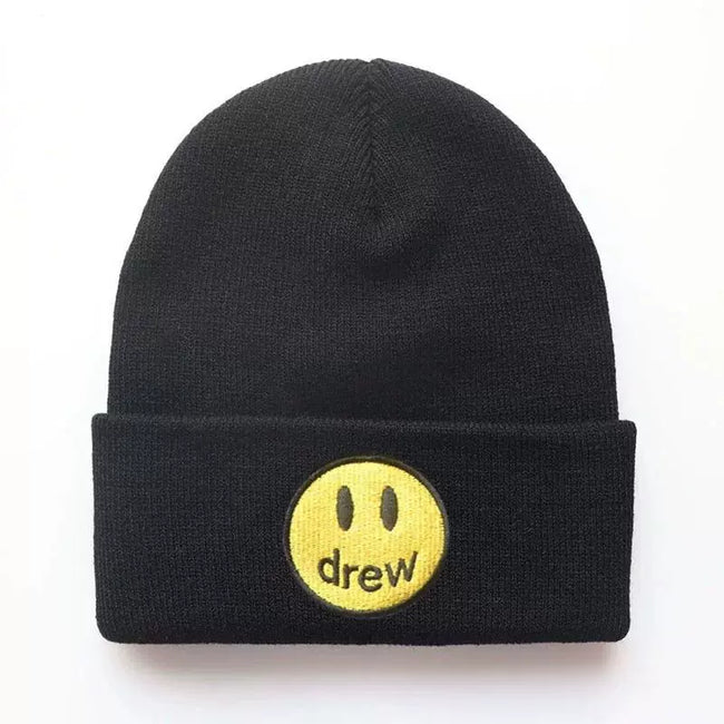 Drew House Smiley Face Knit Beanie, Black Hover Image