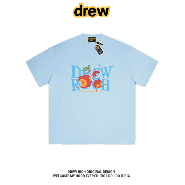 Drew Rich Baby Blue Peach Graphic Heavyweight Cotton Unisex T-shirt Hover Image